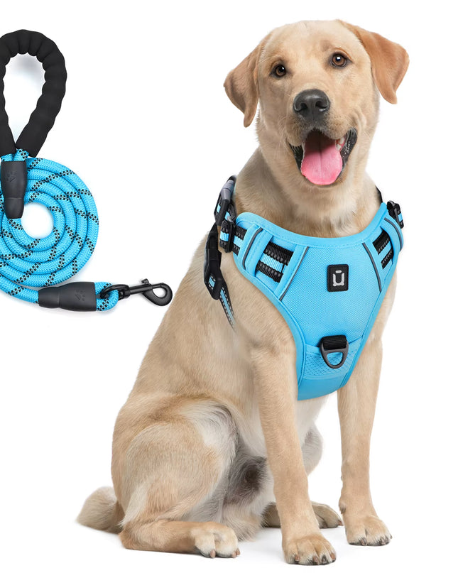 Combo De Arnés Y Correa Para Perros, Arnés De Chaleco Sin Tracción a Prueba De Escape, Con Correa De 5 Pies, Arnés Acolchado Suave Ajustable Reflectante Para Mascotas