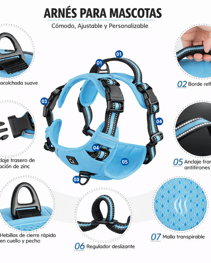 Arnés Premium Antitirones con Correa Reflectante