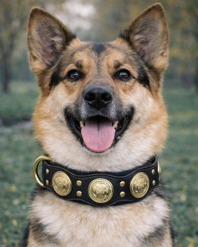 Collar de Cuero Con Medallas