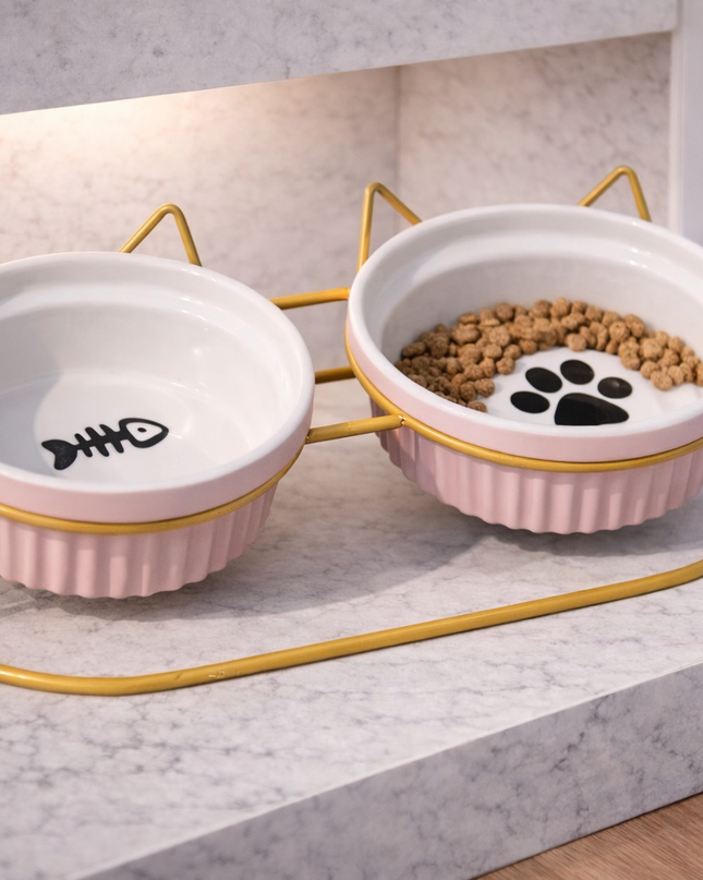 Cuencos dobles elevados ceramica