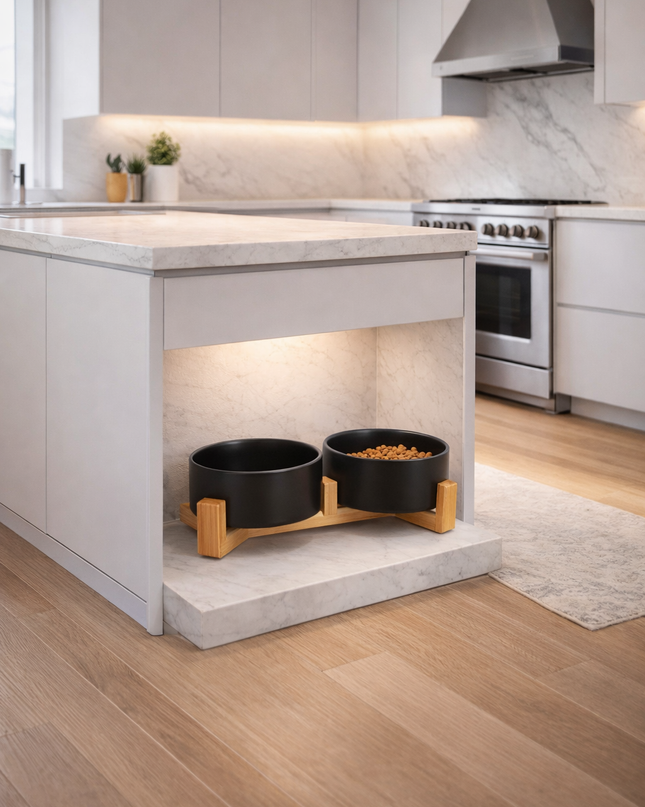 Cuenco de cerámica con soporte de bambú