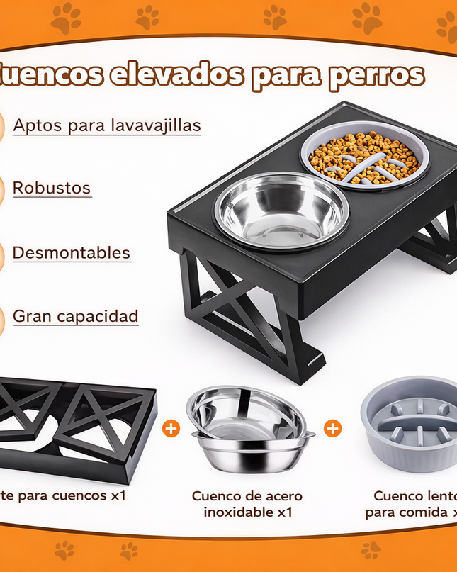 Cuencos dobles elevados ajustables