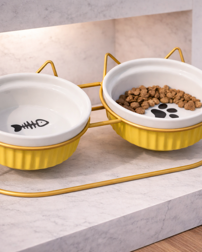 Cuencos dobles elevados ceramica