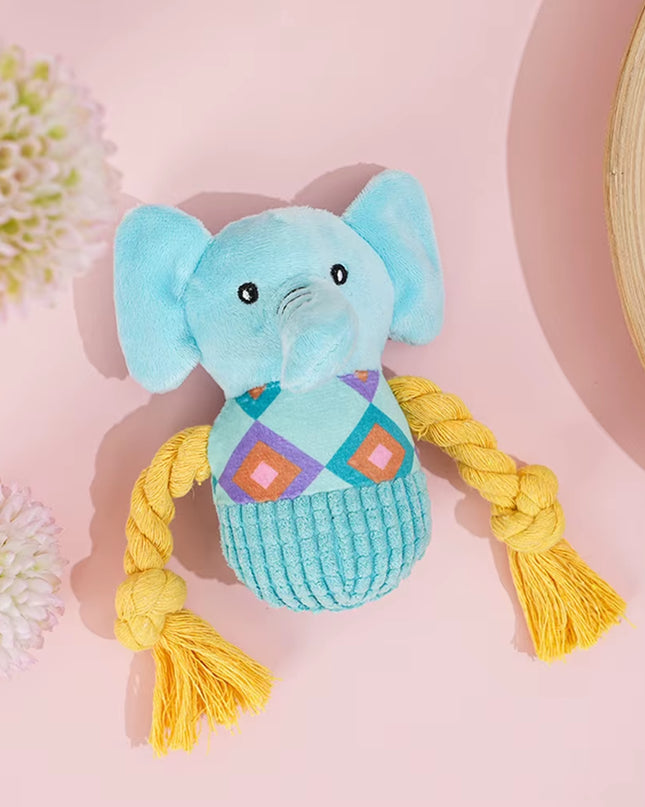 Elefante Azul Chirriante Perro Pequeño Juguete Cuerda Felpa Masticar Juguete Para Mascotas