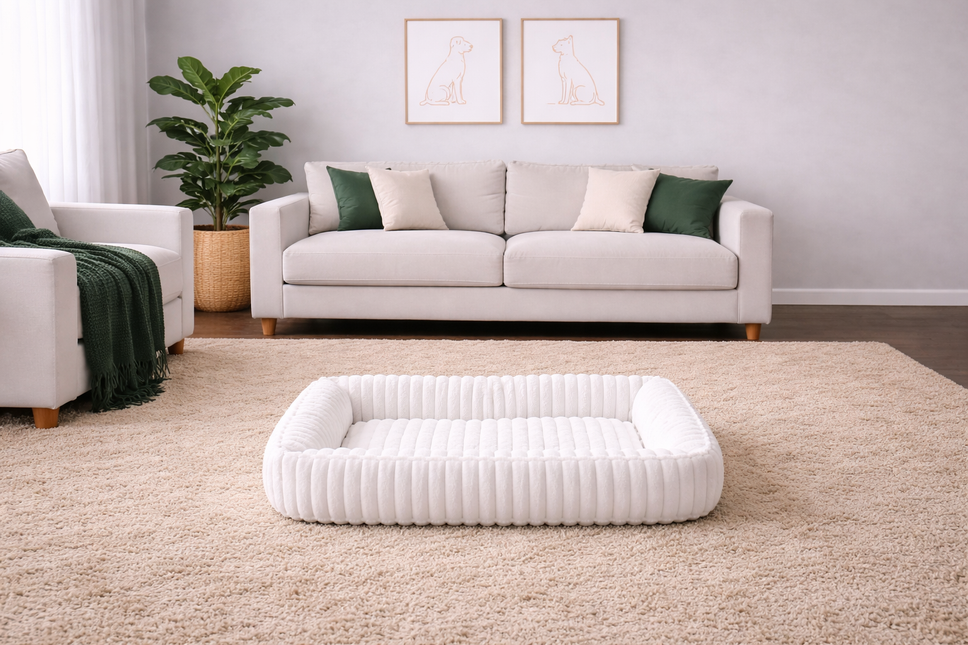 Cama cuadrada de felpa